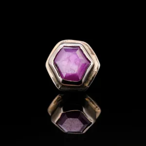 Sandman - Rose-Cut Ruby in 14kt White Gold - 14ga Threaded End