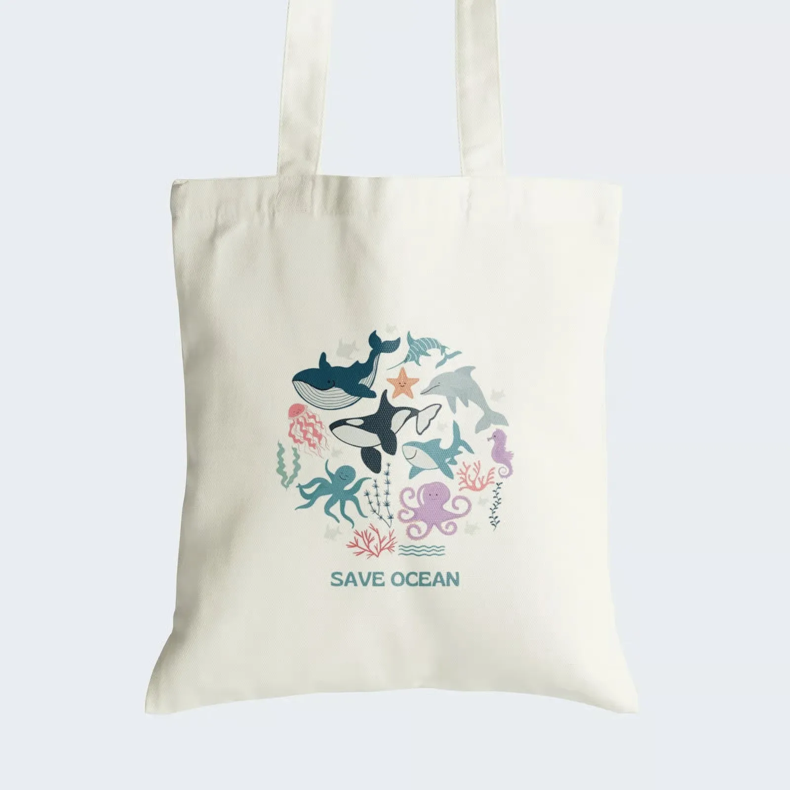 Save The Ocean Tote Bag With Zipper