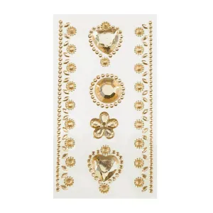 Self-Adhesive Rhinestone Stickers, Circle/Flower/Hearts, 6-count