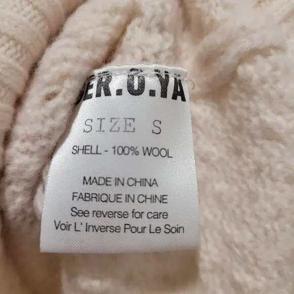 SER.O.YA Forrest Sweater Cream Textured Knit Wool Pullover  S Small