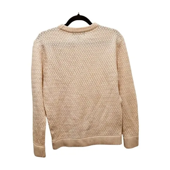 SER.O.YA Forrest Sweater Cream Textured Knit Wool Pullover  S Small