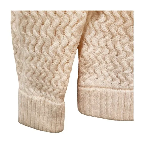 SER.O.YA Forrest Sweater Cream Textured Knit Wool Pullover  S Small