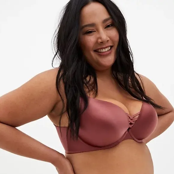 Sexy Plunge Padded Bra Size 42C Back Smoothing Push Up Shaping RN# 148862