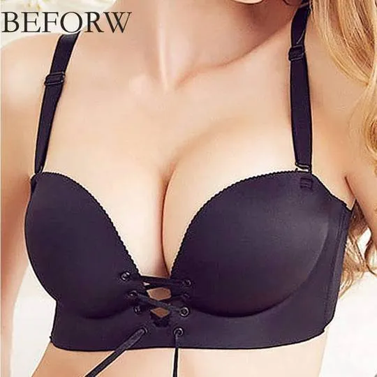 Sexy Push Up Bra For Figure Maintain - Wide Strip - Black Double Padded Bra