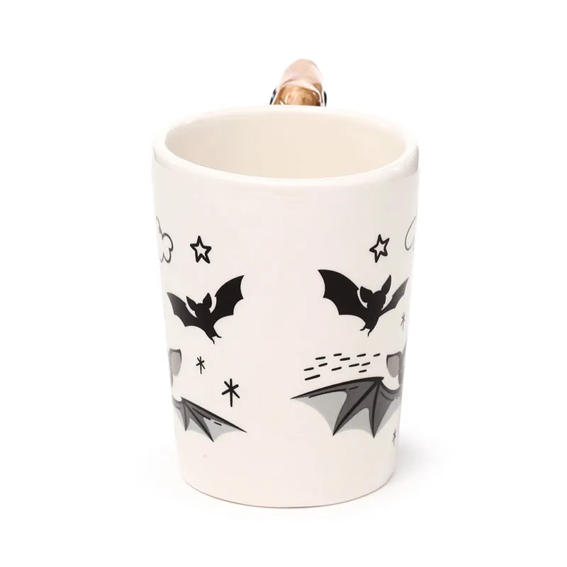Shaped Handle Ceramic Mug - Bat