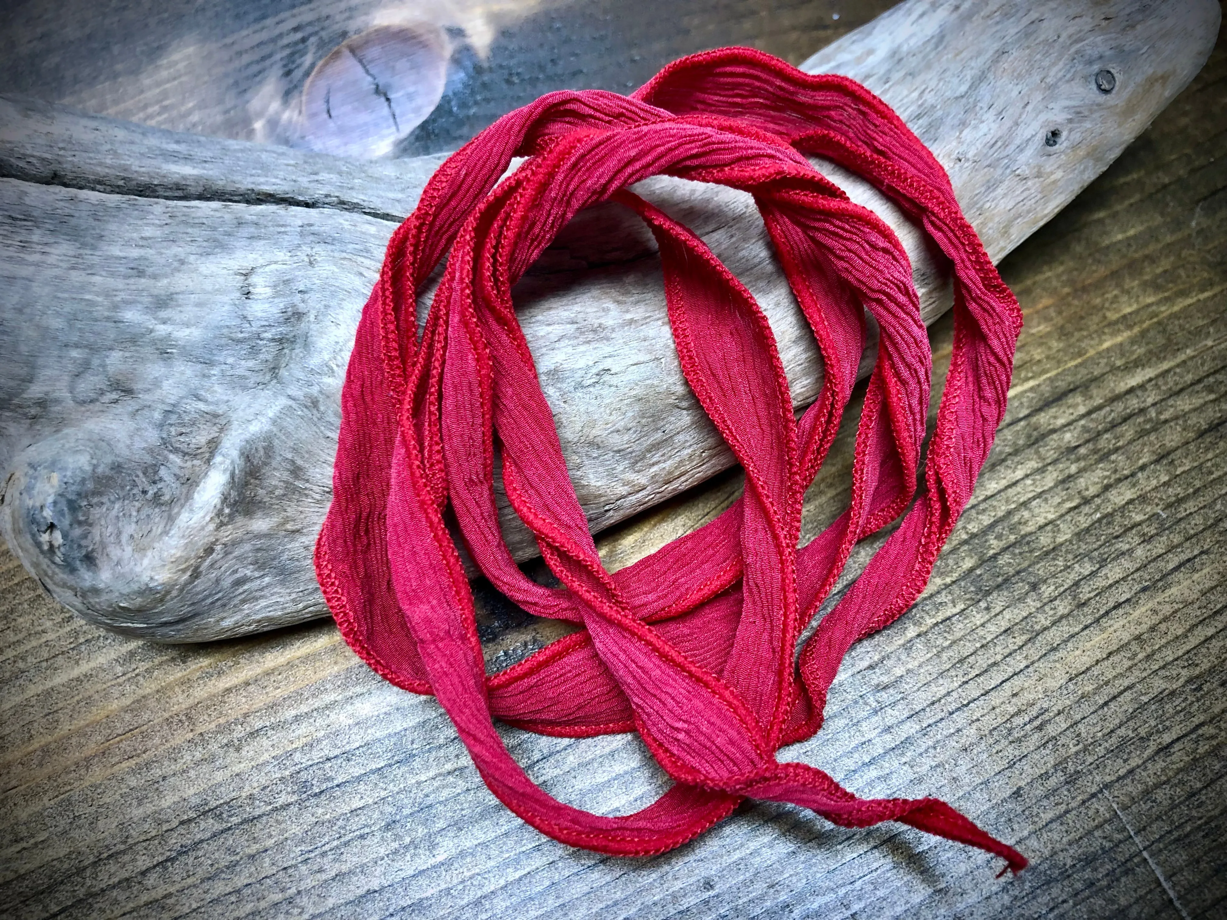 Side-Stitched Silk Ribbon - Scarlet Red