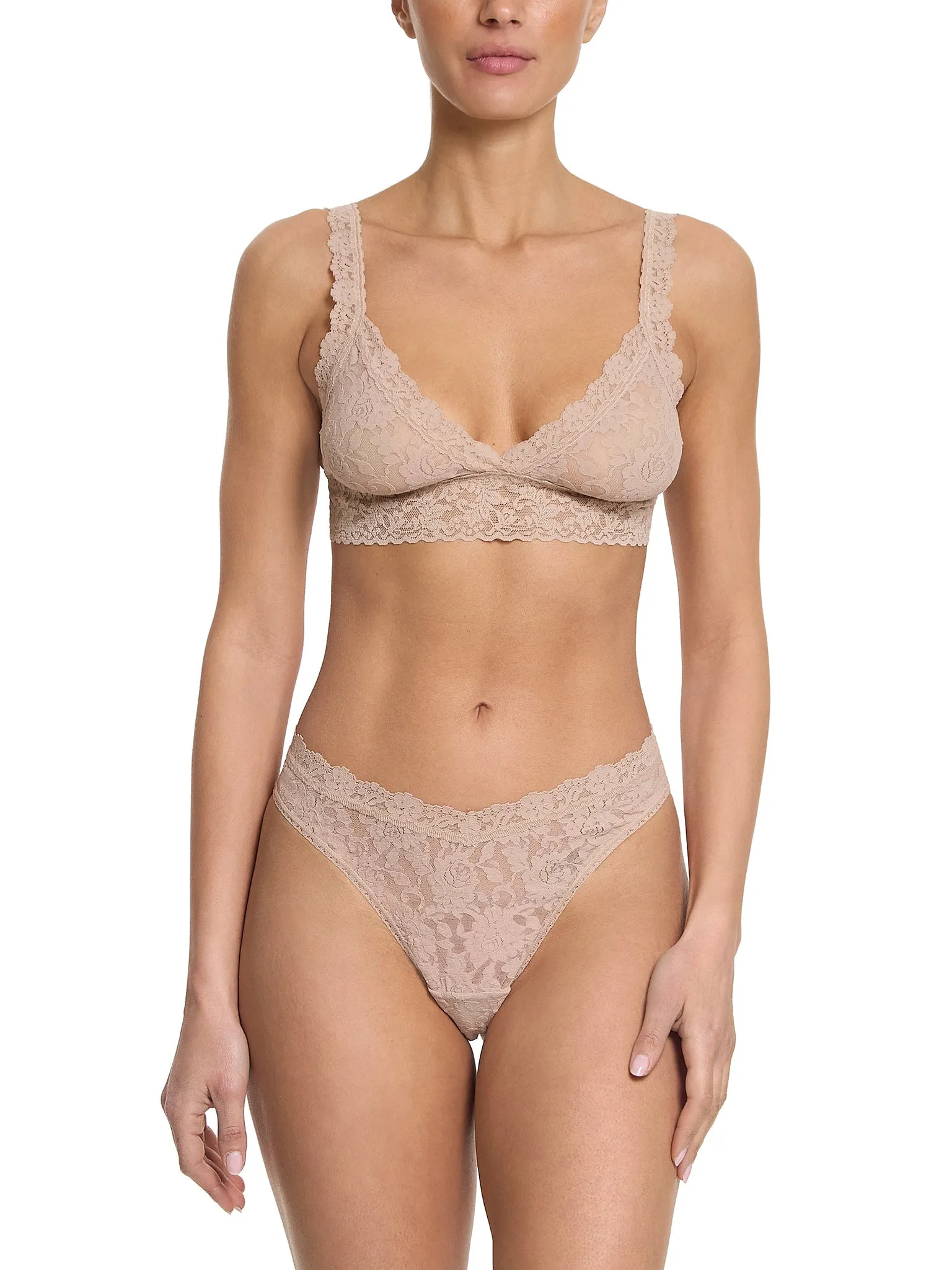 Signature Lace® V-Front High Cut Thong Chai