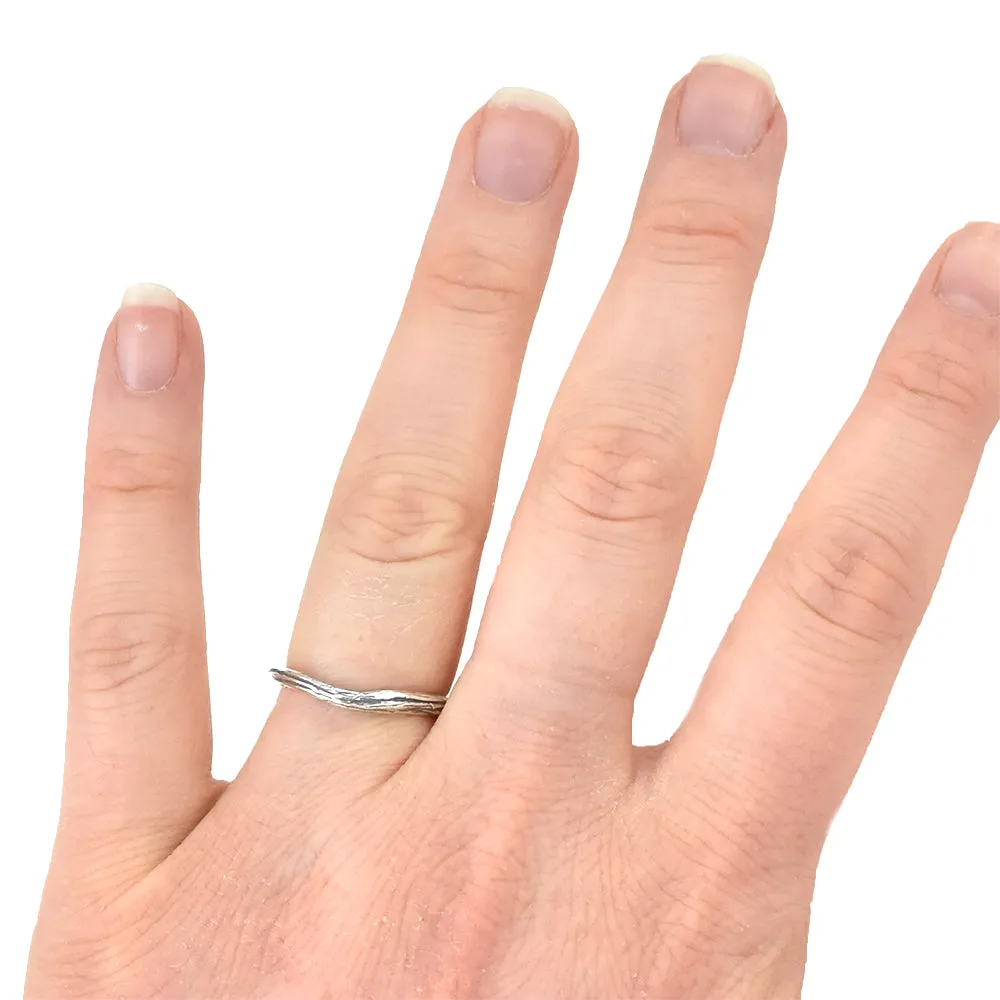 Silver Curved Twig Ring