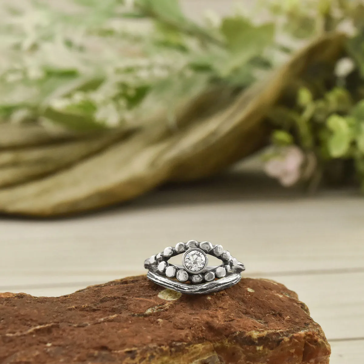 Silver Curved Twig Ring