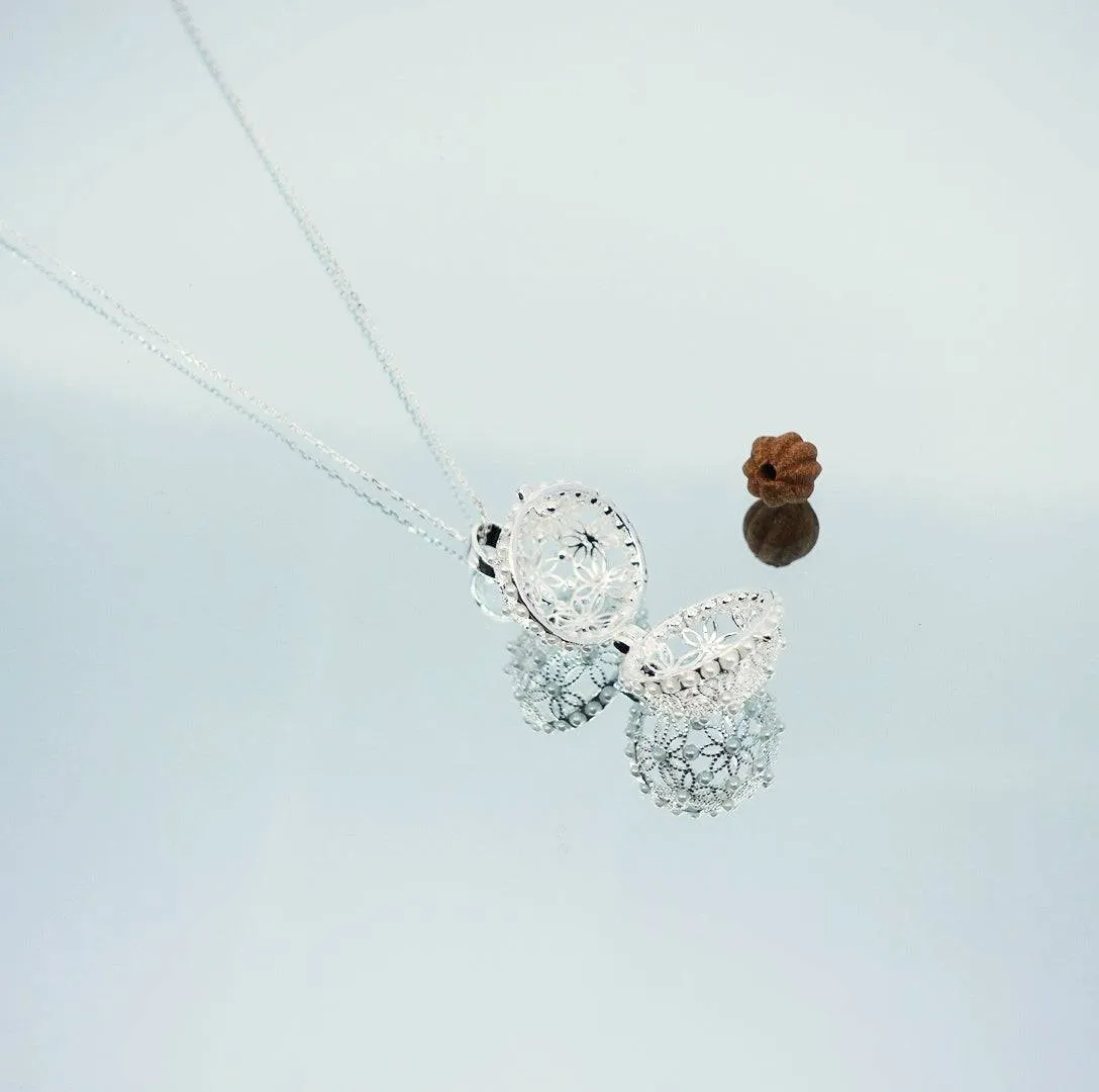 Silver Filigree Locket Necklace