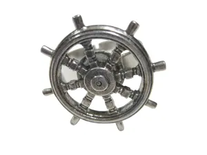 Silver Toned Textured Nautical Helm Adjustable Size Fashion Ring
