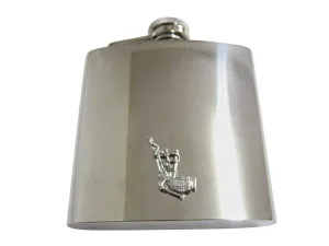 Silver Toned Textured Scottish Bag Pipes Music Instrument 6 Oz. Stainless Steel Flask