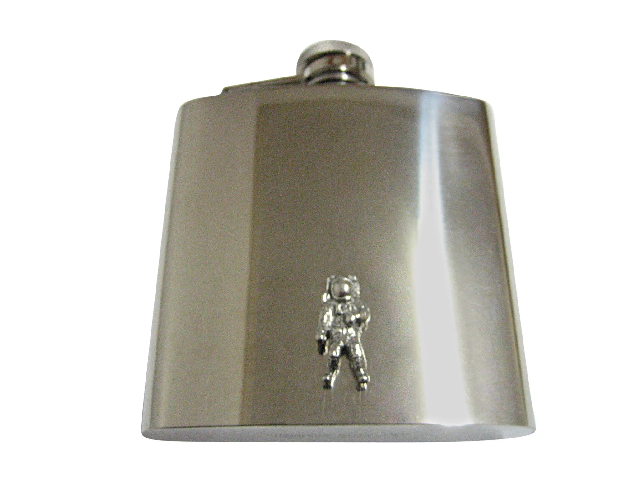 Silver Toned Textured Space Astronaut 6 Oz. Stainless Steel Flask