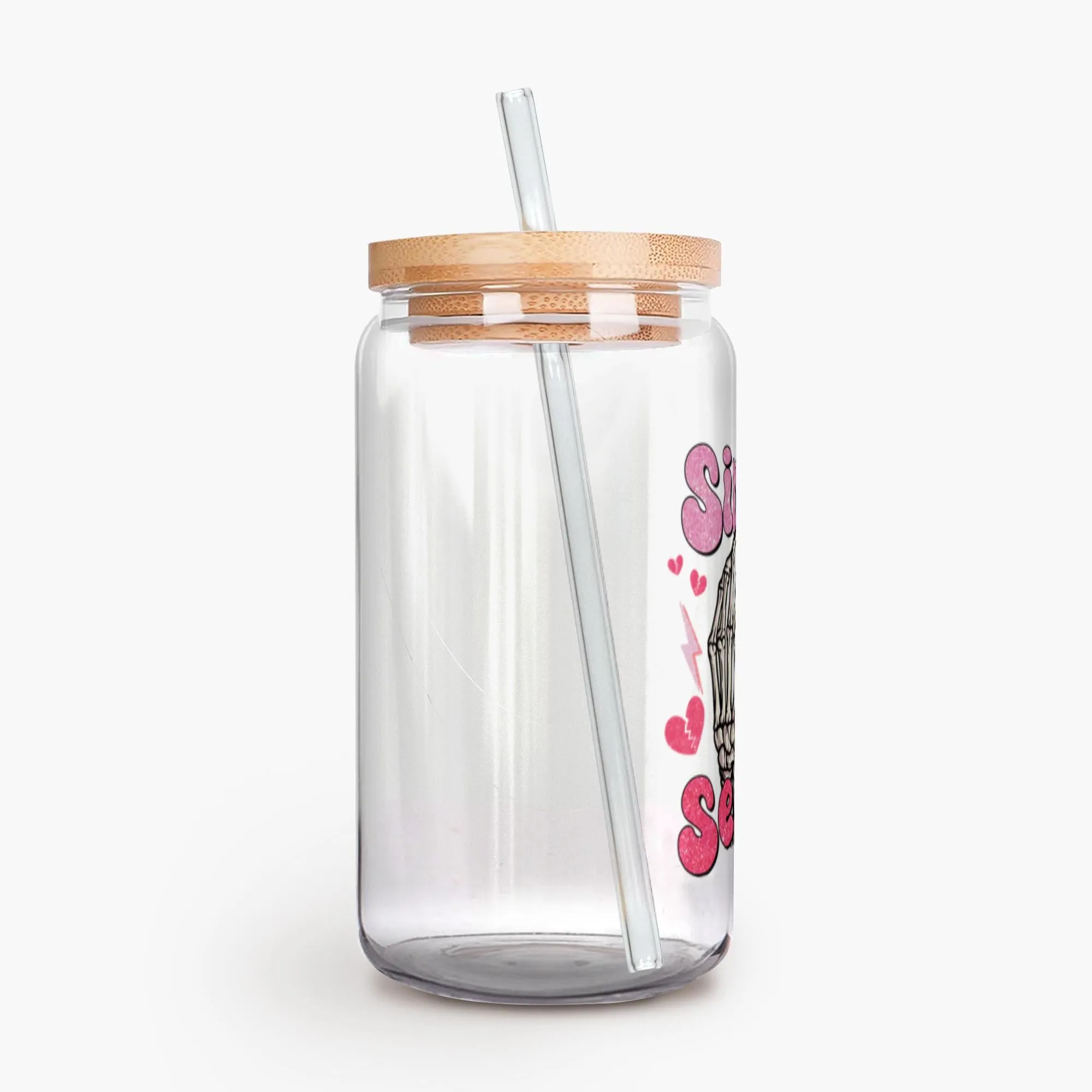 Single Season Iced Coffee Glass, Galentine's Day Gift, BFF Gift, Skulls, Skeleton Glass, Can Shaped Glass, Trendy Glass Cup (Copy)
