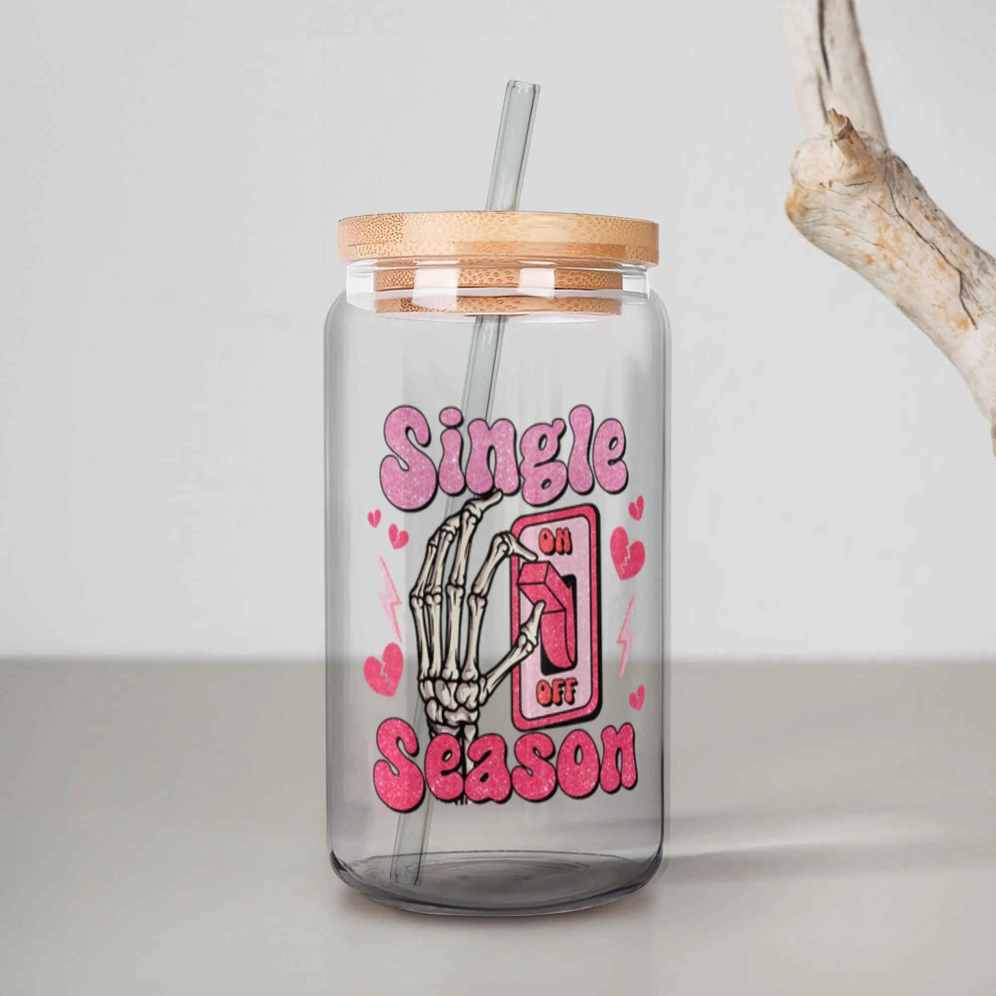 Single Season Iced Coffee Glass, Galentine's Day Gift, BFF Gift, Skulls, Skeleton Glass, Can Shaped Glass, Trendy Glass Cup (Copy)
