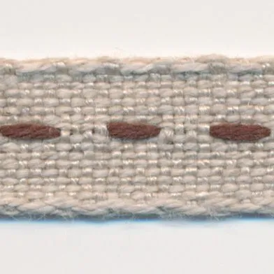 Single Stitched Linen Ribbon #5 Ecru & Dark Brown