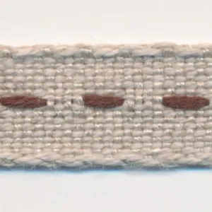 Single Stitched Linen Ribbon #5 Ecru & Dark Brown