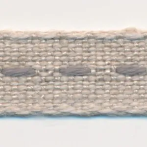 Single Stitched Linen Ribbon #9 Ecru & Gray
