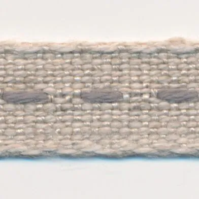 Single Stitched Linen Ribbon #9 Ecru & Gray
