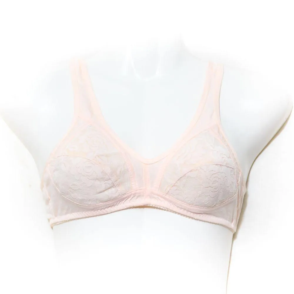Soft Cotton Net Bra - Etching Free Bra - Non Padded - Peach Bra