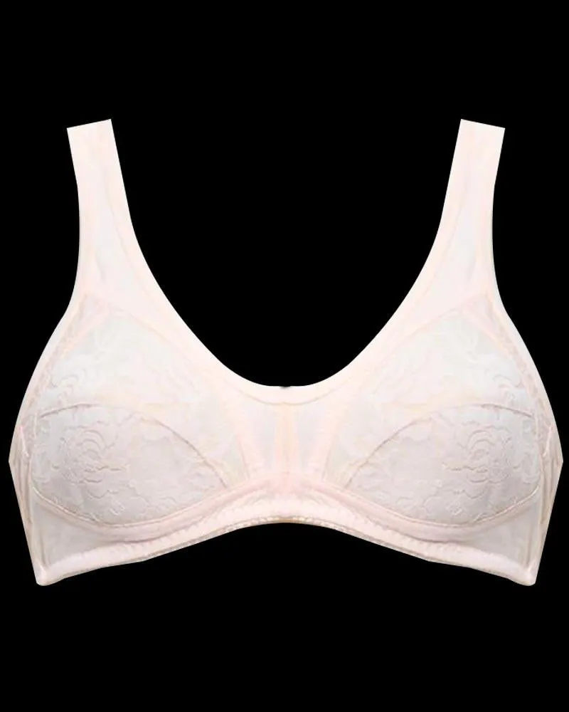 Soft Cotton Net Bra - Etching Free Bra - Non Padded - Peach Bra