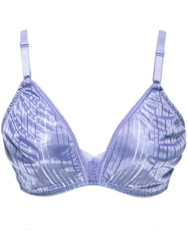 Soft Cotton Silk Self Design Non Wired-Non Padded Basic Bra - Purple