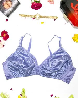 Soft Cotton Silk Self Design Non Wired-Non Padded Basic Bra - Purple