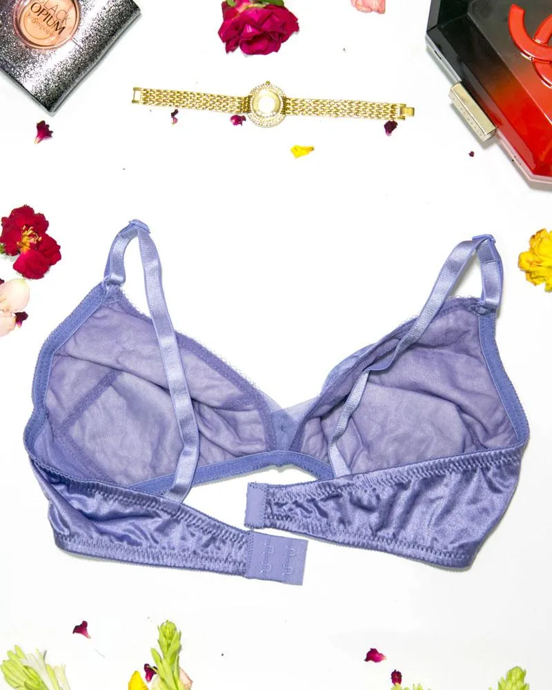 Soft Cotton Silk Self Design Non Wired-Non Padded Basic Bra - Purple