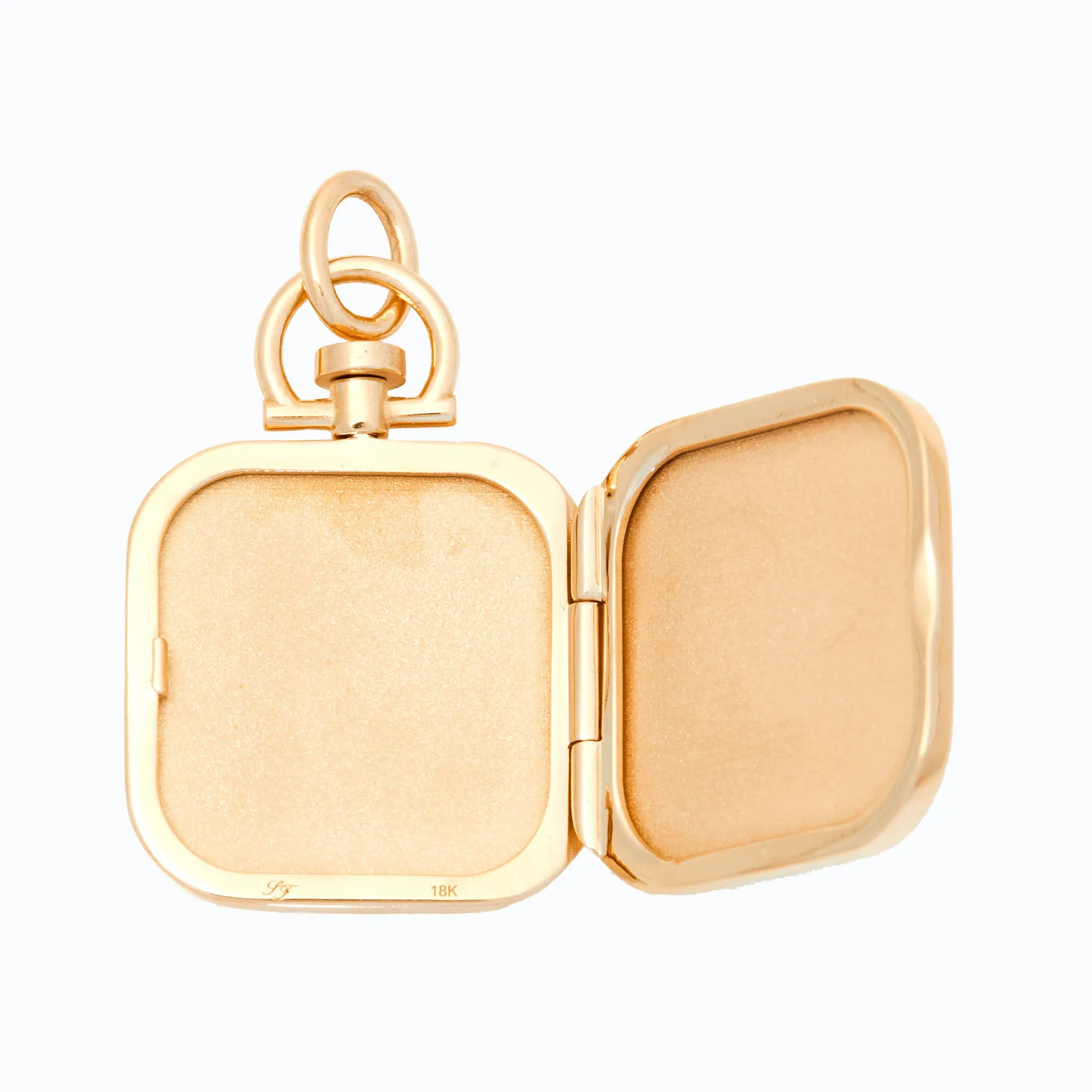 Square Pyramid Photo Locket 18k Yellow Gold (Double Sided Pyramid)