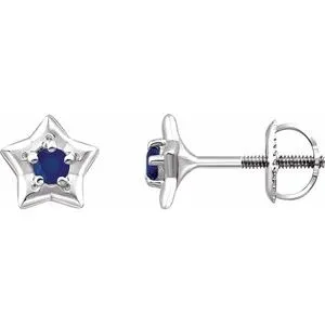 Sterling Silver 3 mm Round September Youth Star Birthstone Earrings