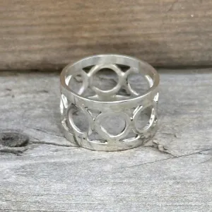 Sterling Silver Circle Faux Filigree Ring