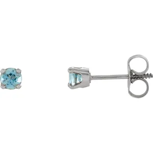 Sterling Silver Imitation Blue Zircon Youth Earrings