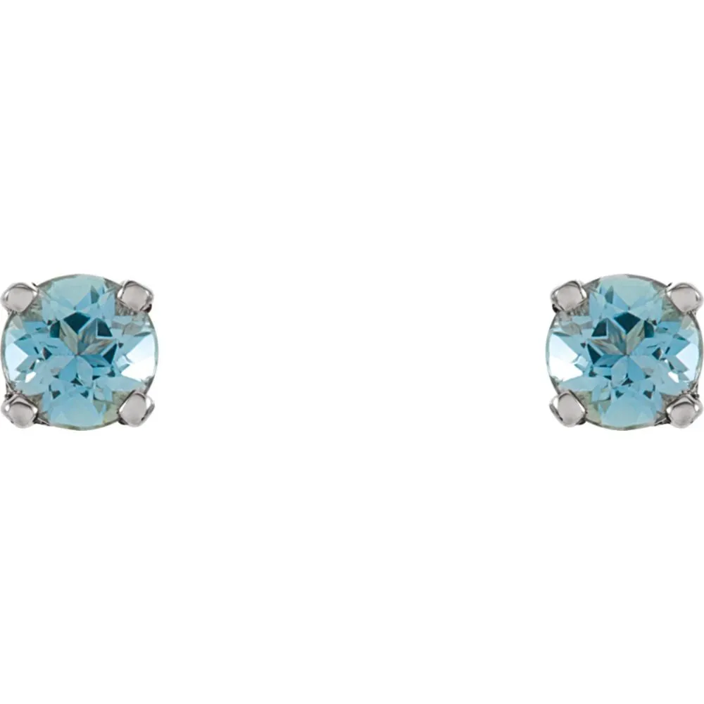 Sterling Silver Imitation Blue Zircon Youth Earrings