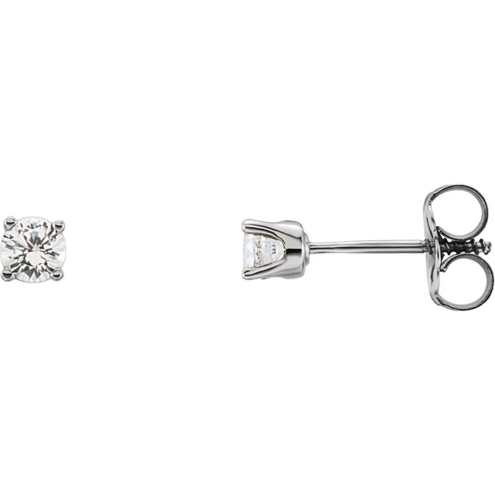 Sterling Silver Imitation Diamond Youth Earrings