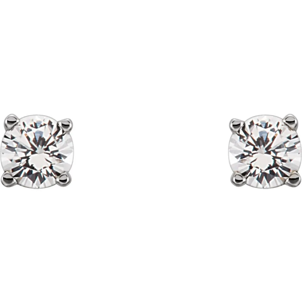 Sterling Silver Imitation Diamond Youth Earrings