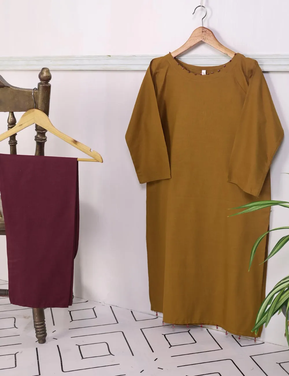 STP-022A-Brown - 2Pc Cotton Stitched