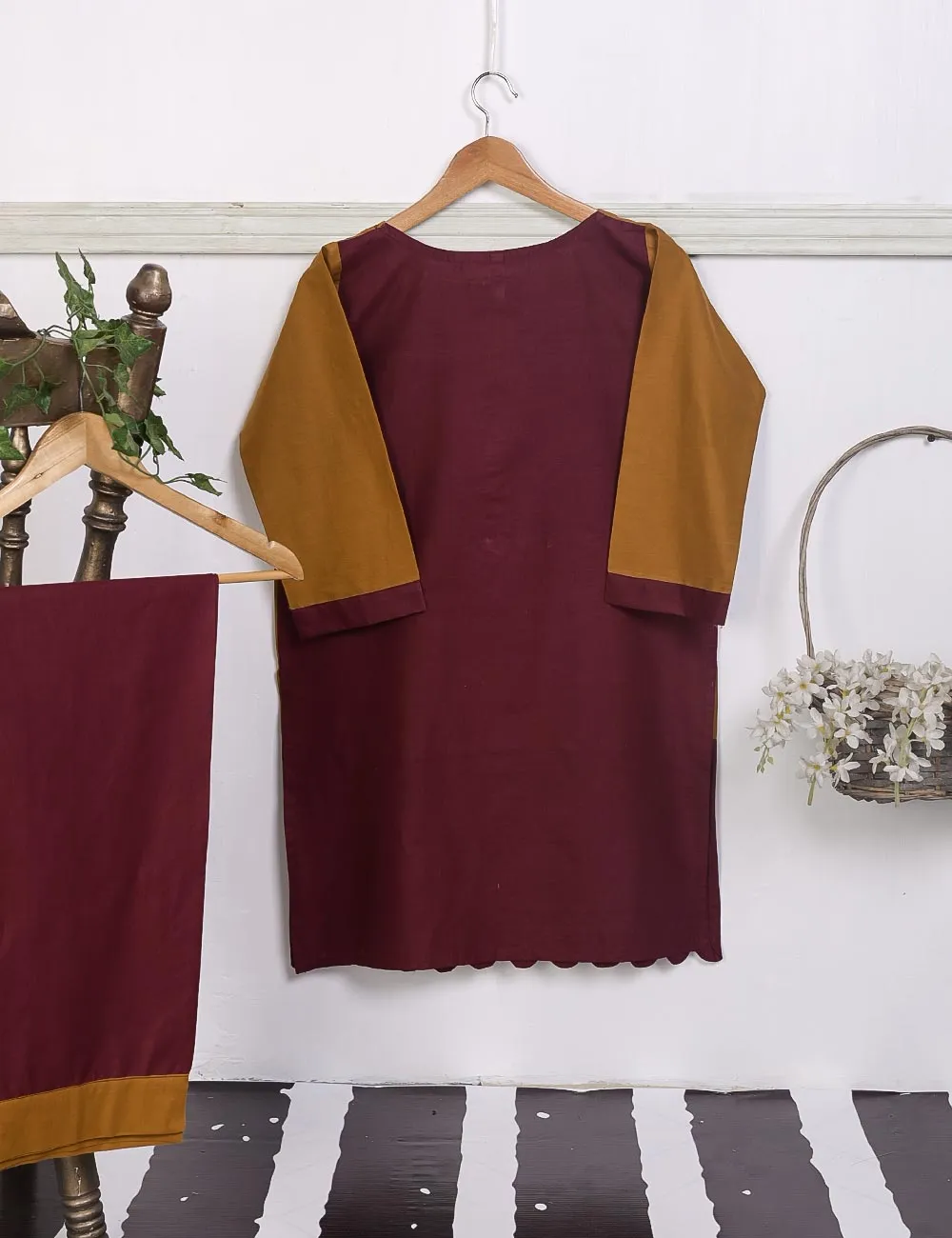 STP-025A-Brown - 2Pc Cotton Stitched