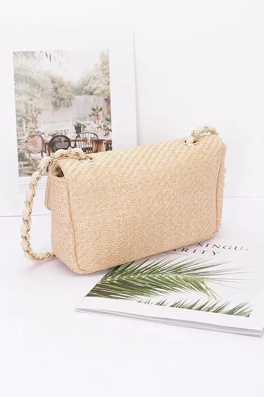 Straw Textured Shoulder Bag