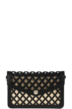 Stylish Diamond Cut Out Envelope Clutch With Shoulder Strap