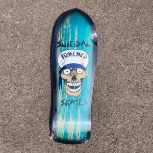 Suicidal Skates Punk Skull Reissue Skateboard Deck Blue Stain/Black Fade - 10.125 x 30.825