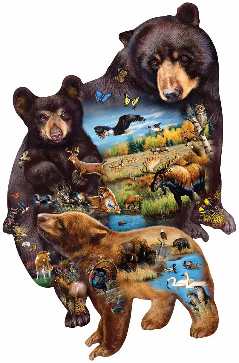 Sunsout 1000pc Shaped Puzzle Bear Family Adventure