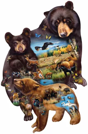 Sunsout 1000pc Shaped Puzzle Bear Family Adventure