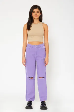 Super high-rise baggy dad straight fit color pants
