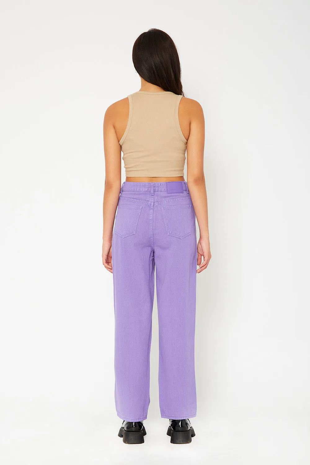 Super high-rise baggy dad straight fit color pants