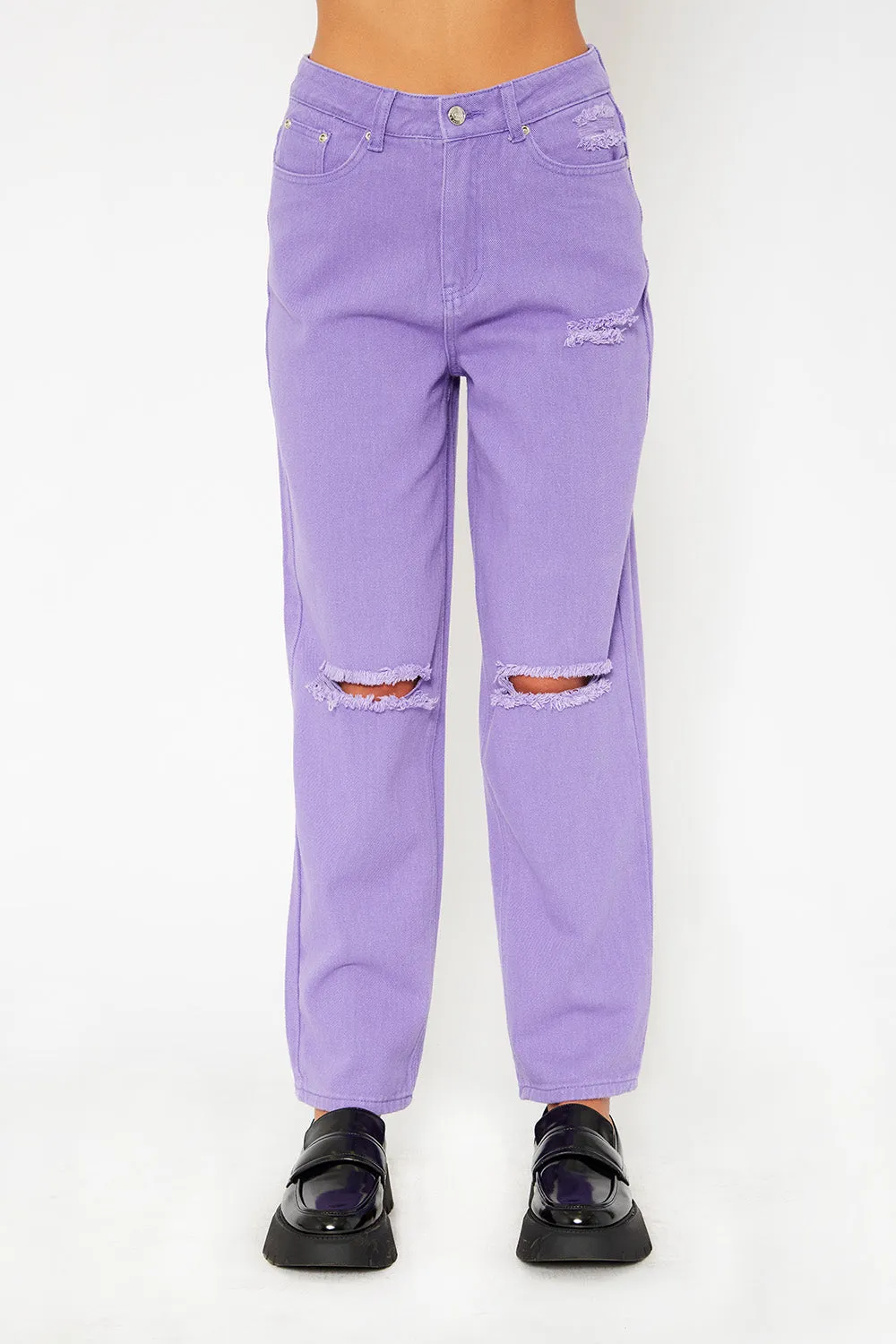 Super high-rise baggy dad straight fit color pants