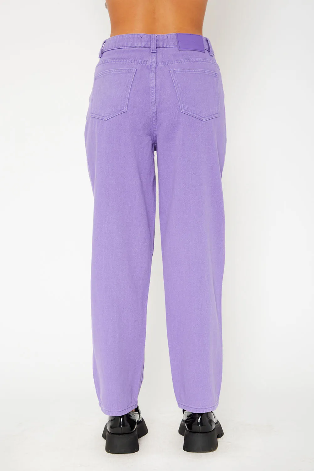 Super high-rise baggy dad straight fit color pants