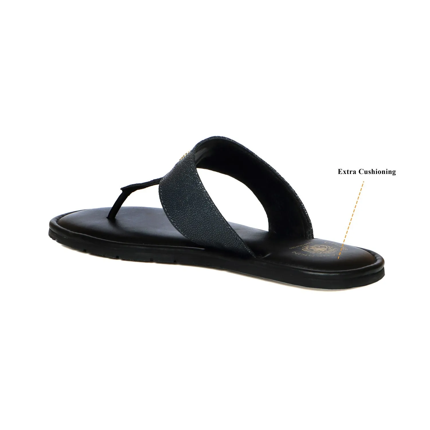 T-Strap Exotic Stingray Fish Leather Slippers