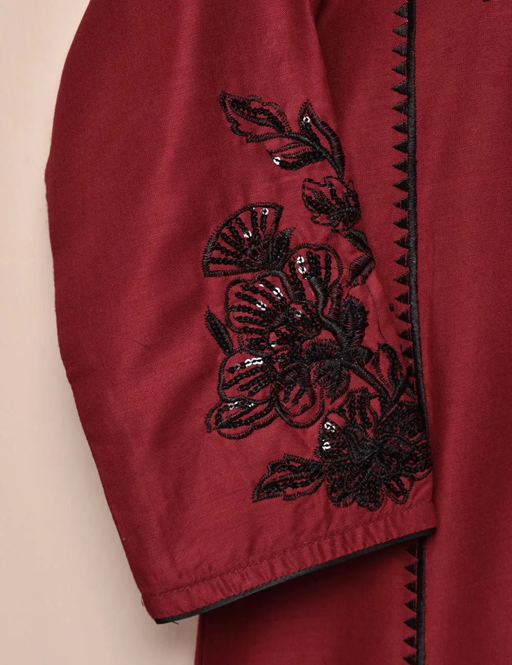 Tehwaar Winter Linen Embroidered Stitched Kurti - Foliage (TW-05A-Maroon)