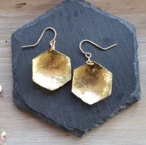 Texture Curved Hexagon Earrings