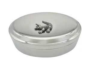Textured Alligator Pendant Oval Trinket Jewelry Box